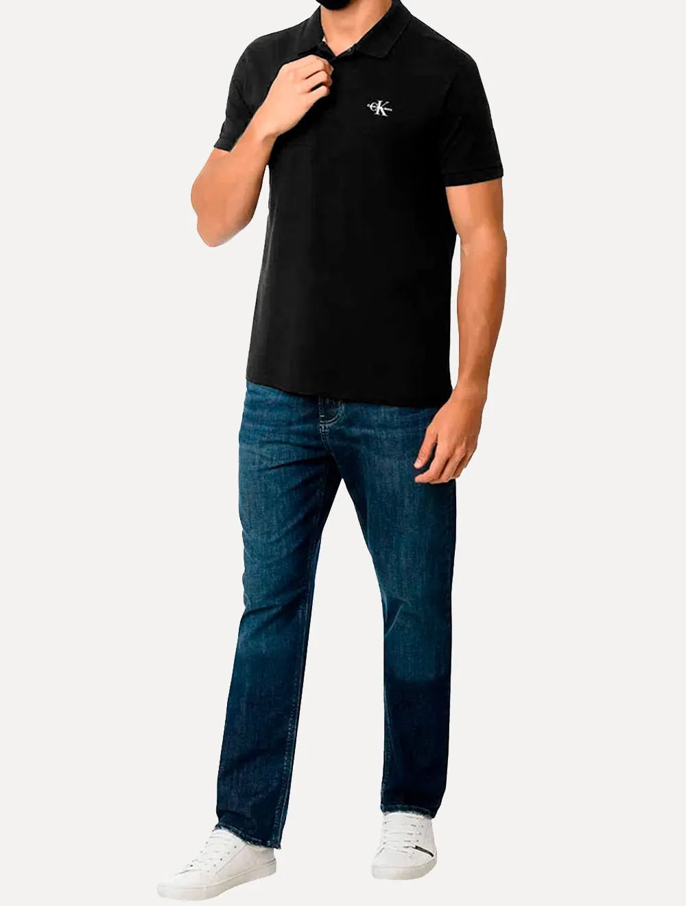 Polo Calvin Klein Jeans Masculina Piquet Regular Re Issue Preta