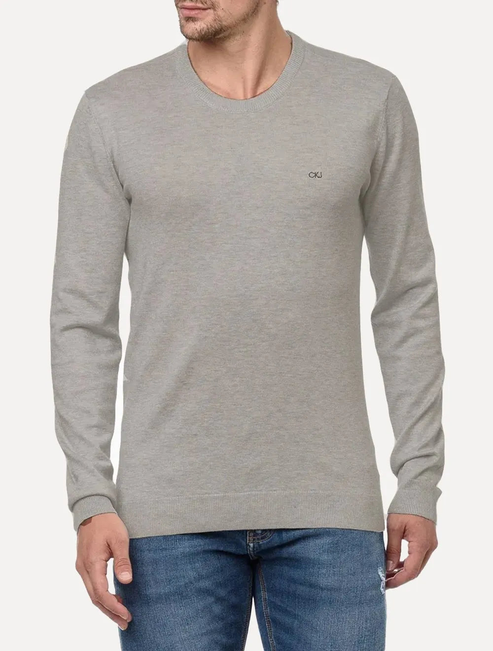 Suéter Calvin Klein Jeans Masculino Tricot GL Careca Viscose com Logo Caqui Médio