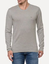 Suéter Calvin Klein Jeans Masculino Tricot GL Careca Viscose com Logo Caqui Médio