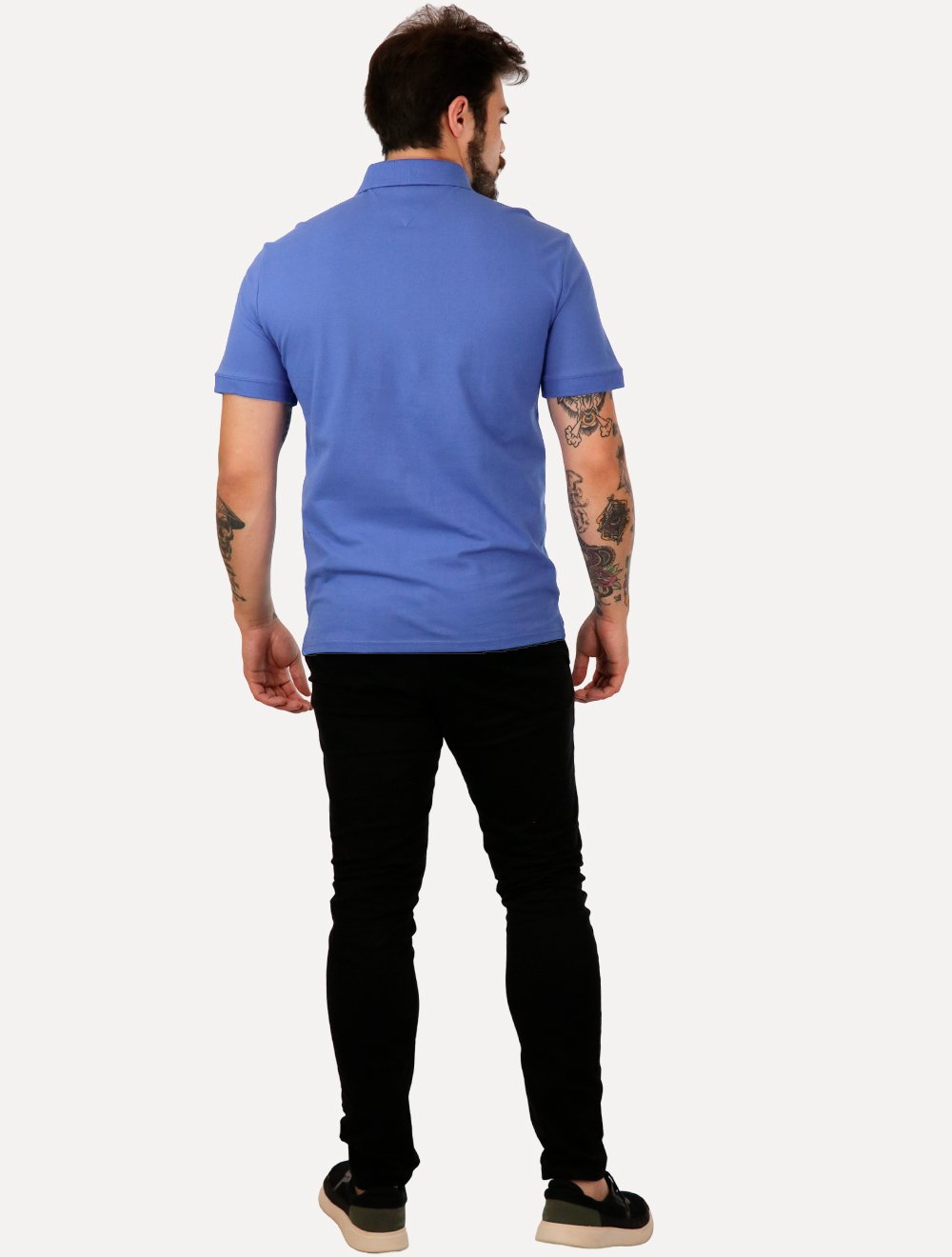 Polo Tommy Jeans Masculina Piquet Regular Placket Azul Royal