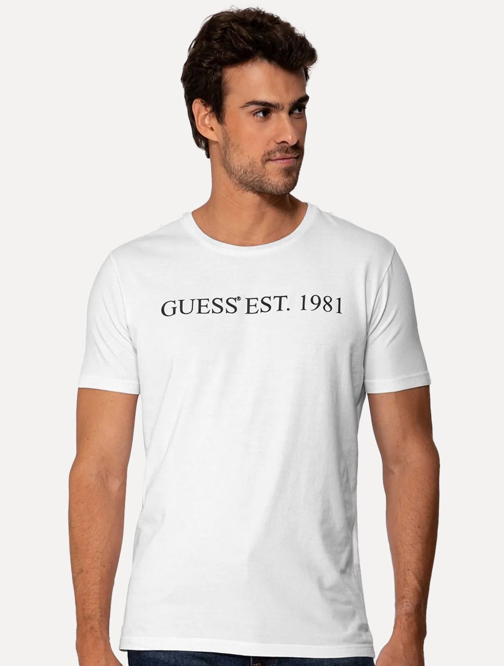 Camiseta Guess Masculina Est 1981 Relevo Branca