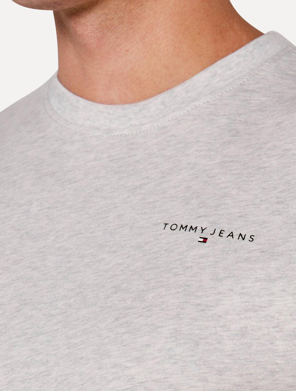 Camiseta Tommy Jeans Masculina Slim Linear Chest Cinza Mescla