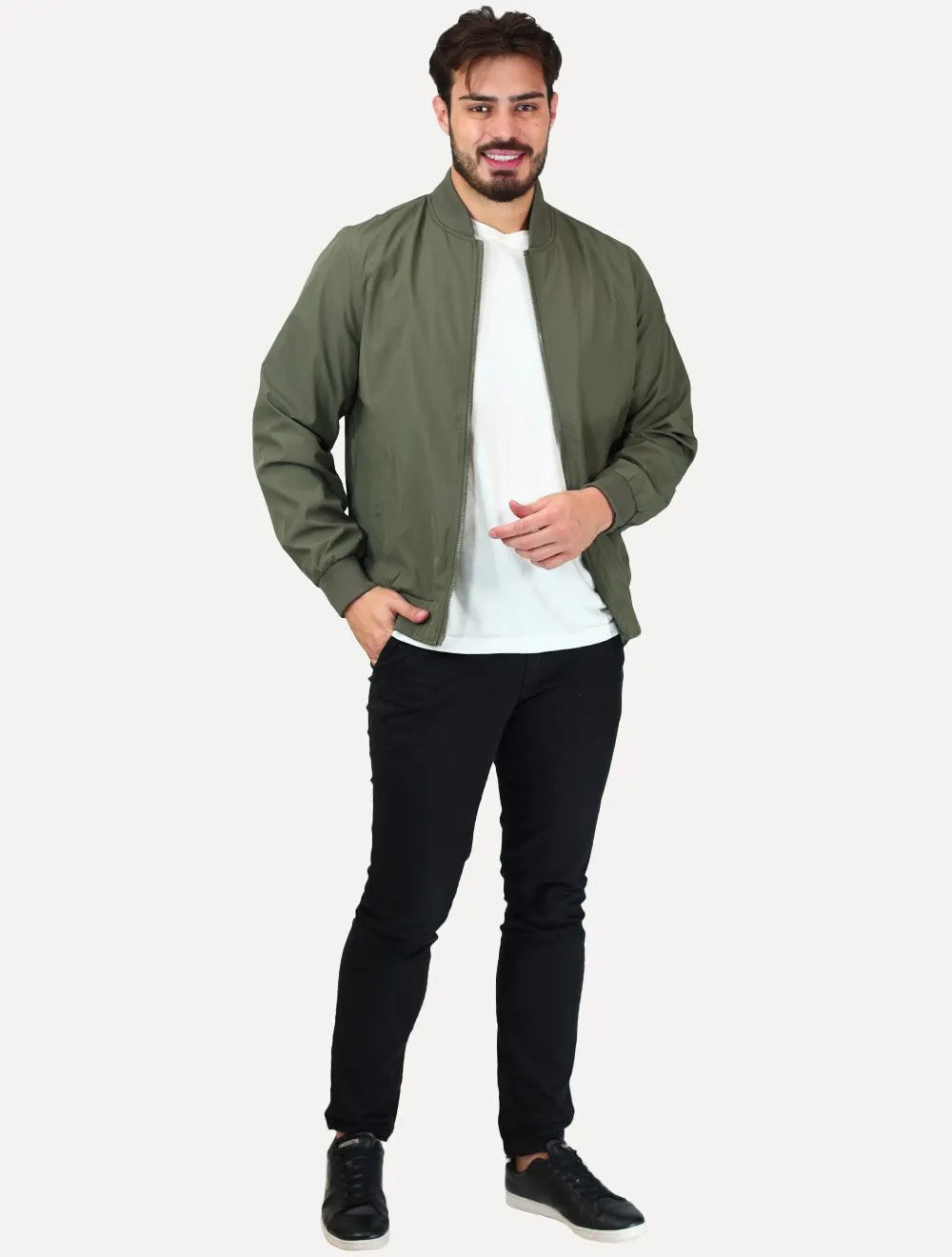 Jaqueta King & Joe Masculina Nylon Premium Bomber Verde Militar