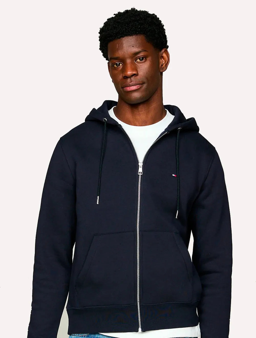 Moletom Tommy Hilfiger Masculino Flag Logo Zip-Through Hoody Azul Marinho