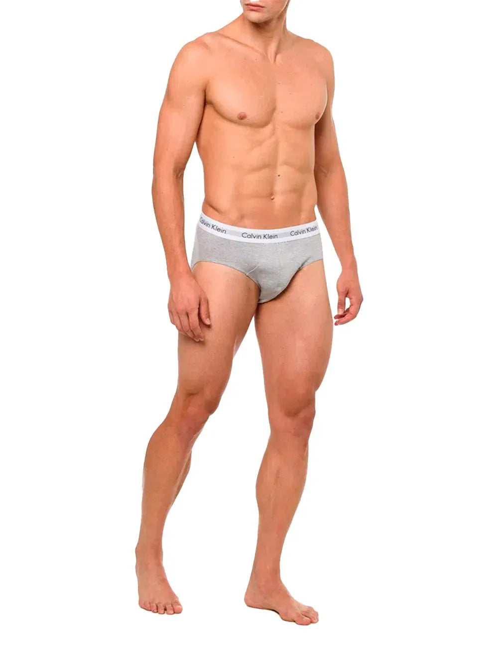 Cueca Calvin Klein Brief Cotton Stretch Classic Preta/ Branca/ Mescla Pack 3UN