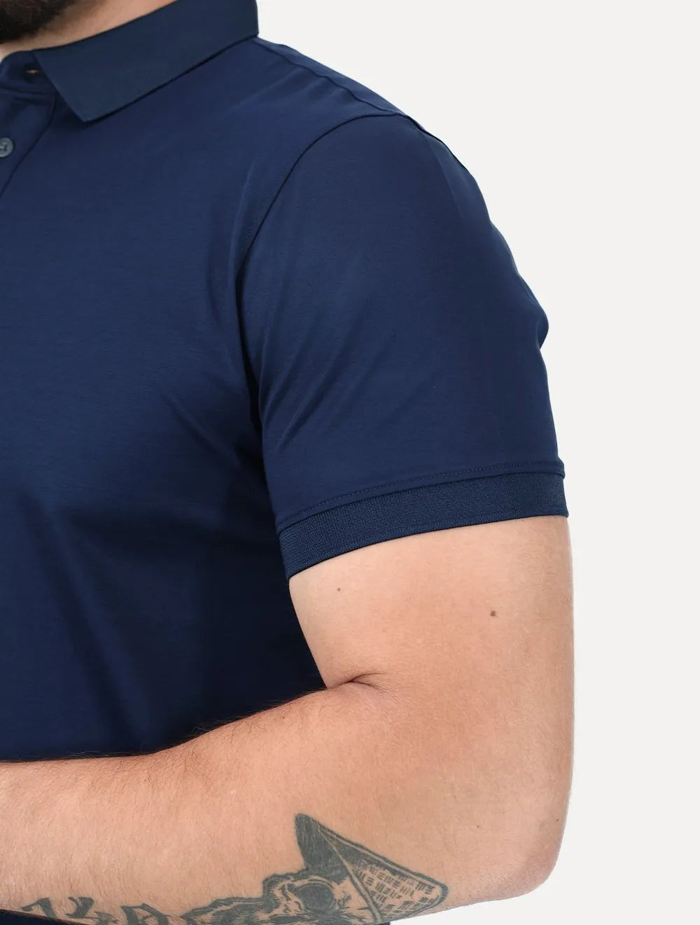 Polo Aramis Masculina Manga Curta Mercerizado Interlock Azul Marinho