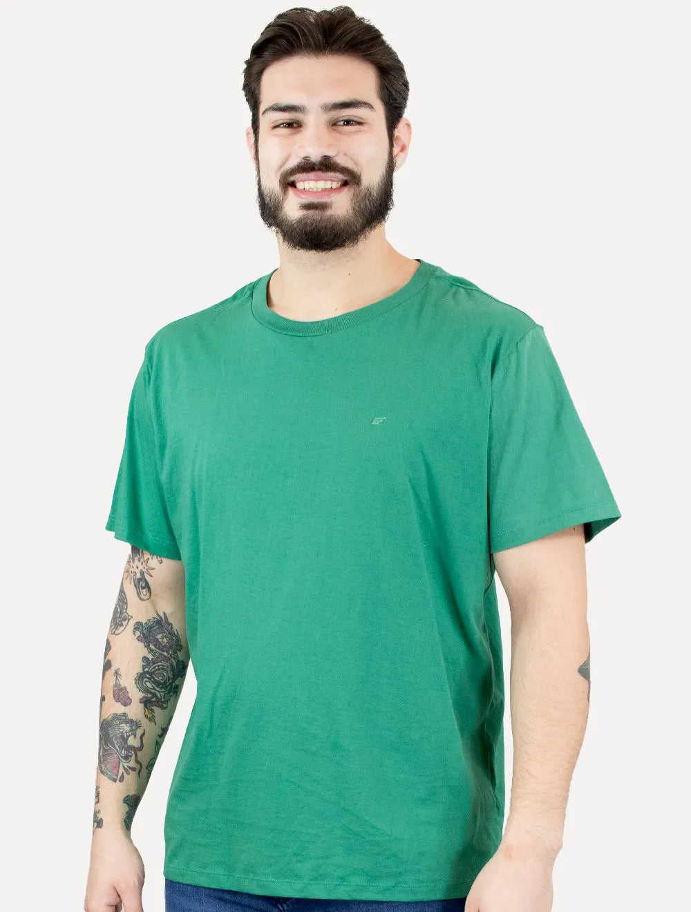 Camiseta Ellus Masculina Cotton Fine Easa Duocolor Verde Bandeira