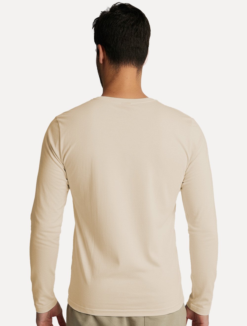 Camiseta King & Joe Masculina Manga Longa Basic Dark Small Logo Areia