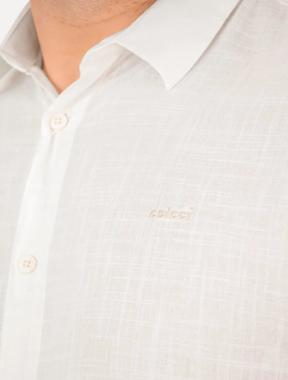 Camisa Colcci Masculina Relax Logo Off-White