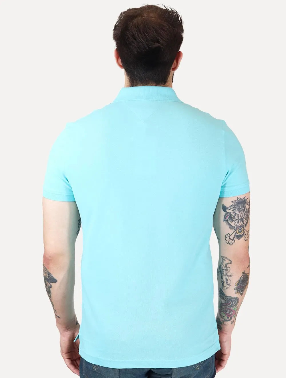Polo Tommy Hilfiger Masculina Slim Piquet 1985 Dewy Azul Claro
