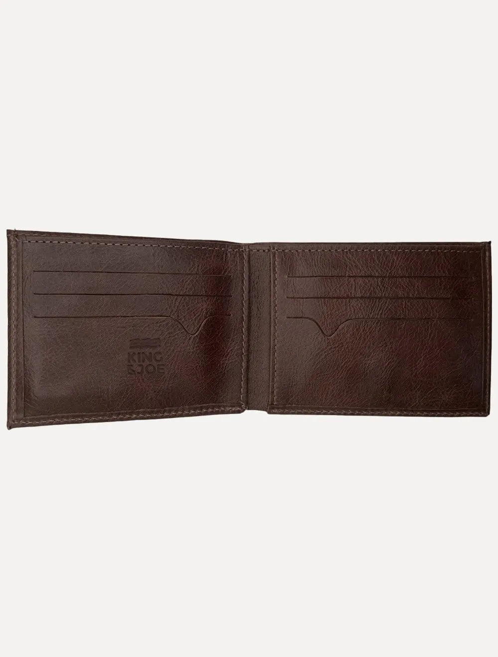 Carteira King & Joe Masculina Couro Rebite Logo Marrom Escuro