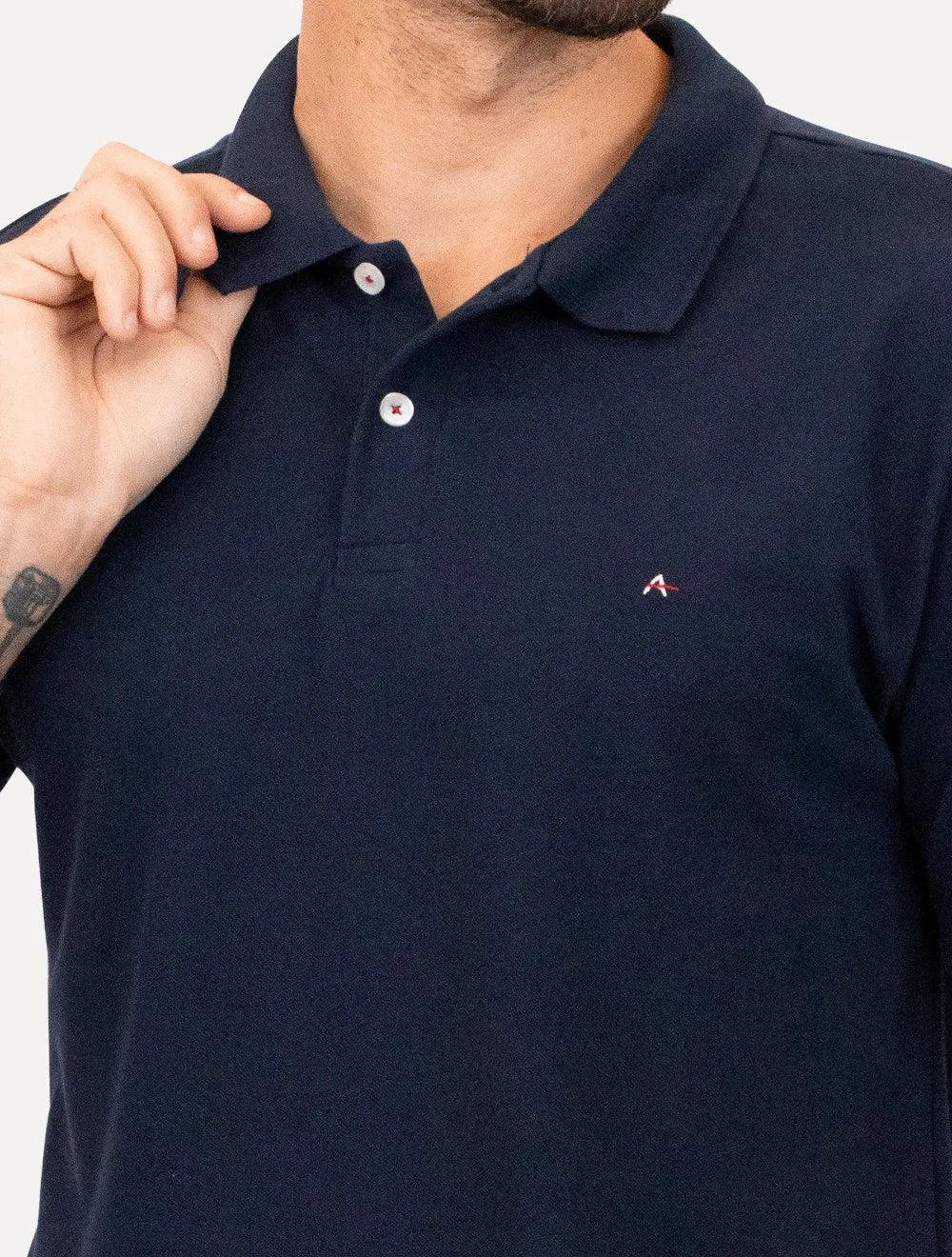 Polo Aramis Masculina Basic Piquet Red Detail Azul Marinho