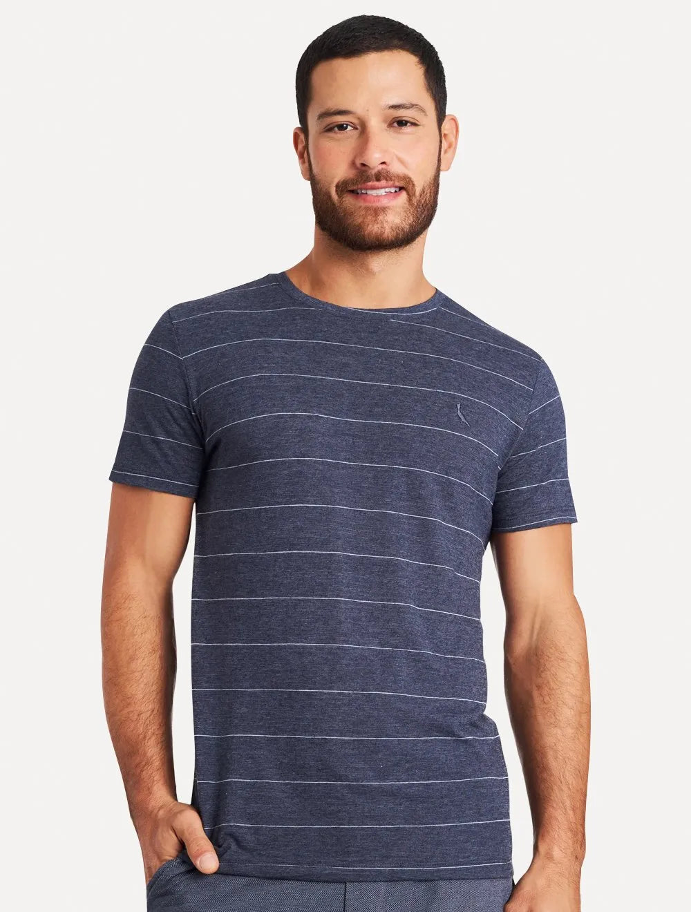 Camiseta Reserva Masculina Listrado Nice Azul Marinho