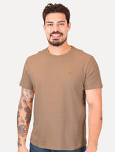 Camiseta Calvin Klein Jeans Masculina Soft CK Logo Caqui Médio