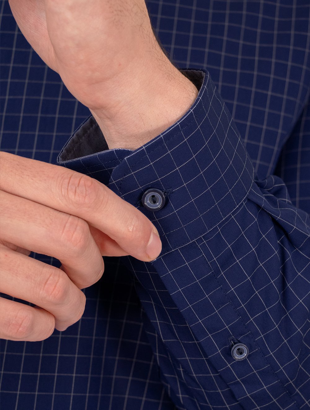 Camisa Dudalina Masculina Slim Superfine Cotton Xadrez Azul Marinho