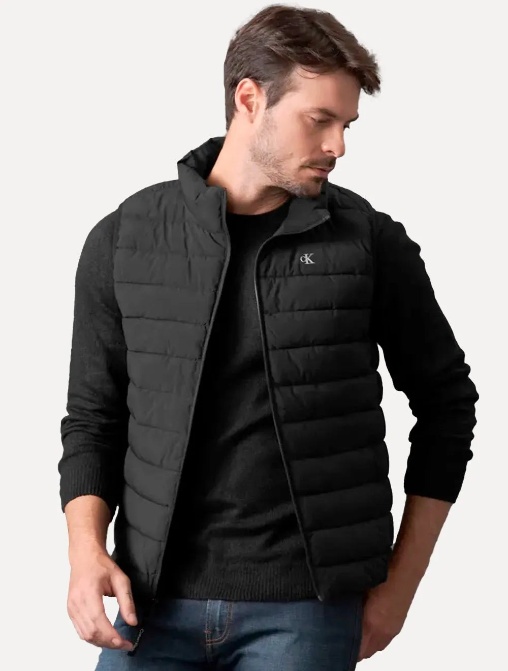 Colete Calvin Klein Jeans Masculino Logo Peito Fosco Preto