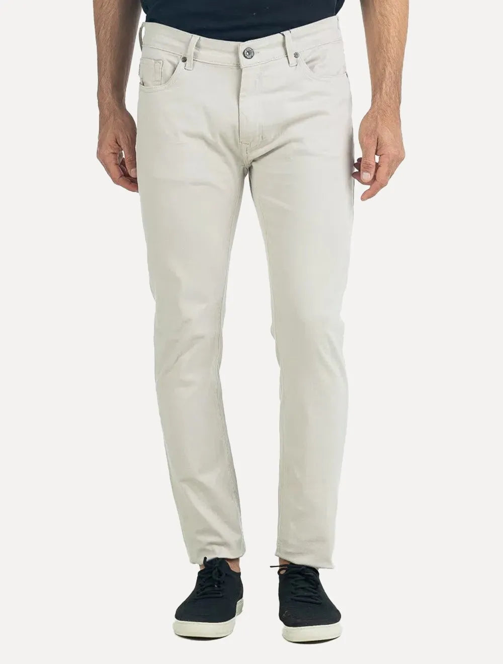 Calça King & Joe Sarja Masculina Slim Grey Tag Areia