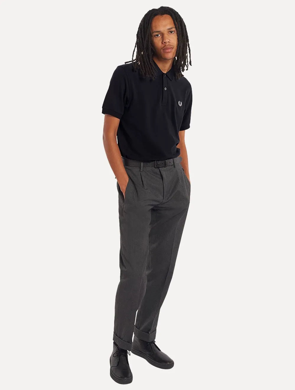 Polo Fred Perry Masculina Regular Piquet Plain Logo Azul Marinho