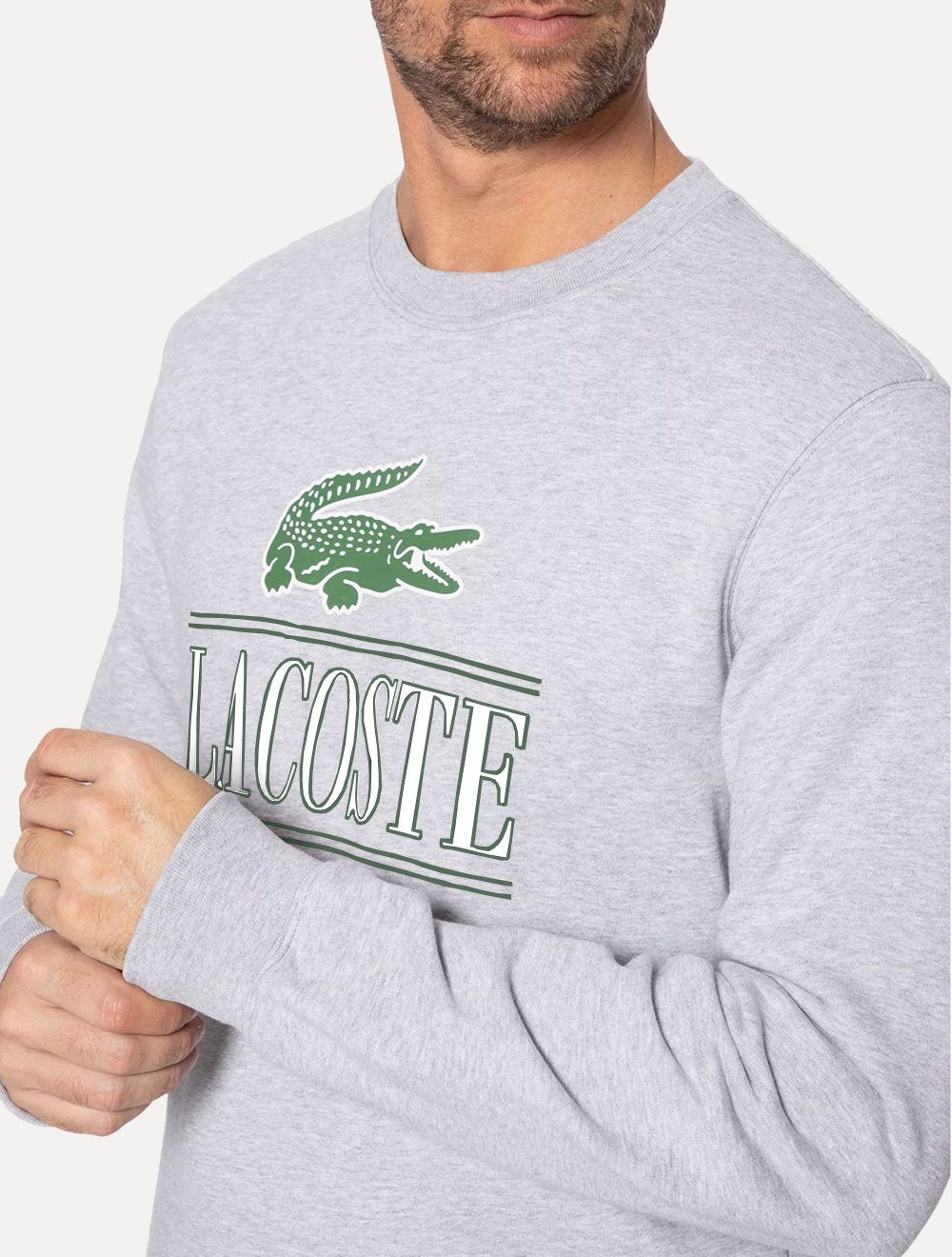 Moletom Lacoste Masculino Cotton Plush Branded Jogger Cinza Mescla