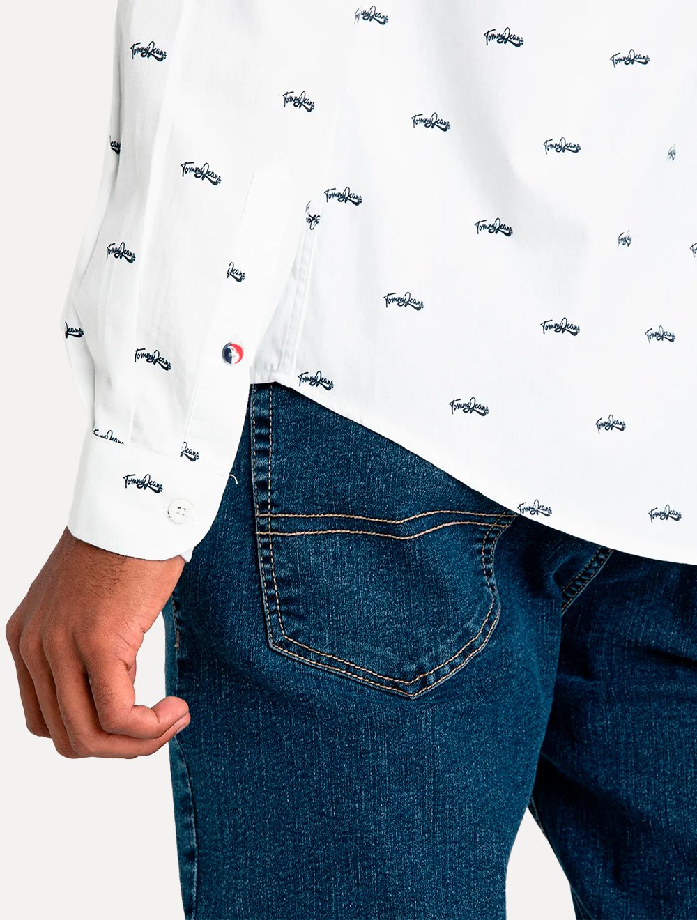 Camisa Tommy Jeans Regular College Pop Dobby Branca