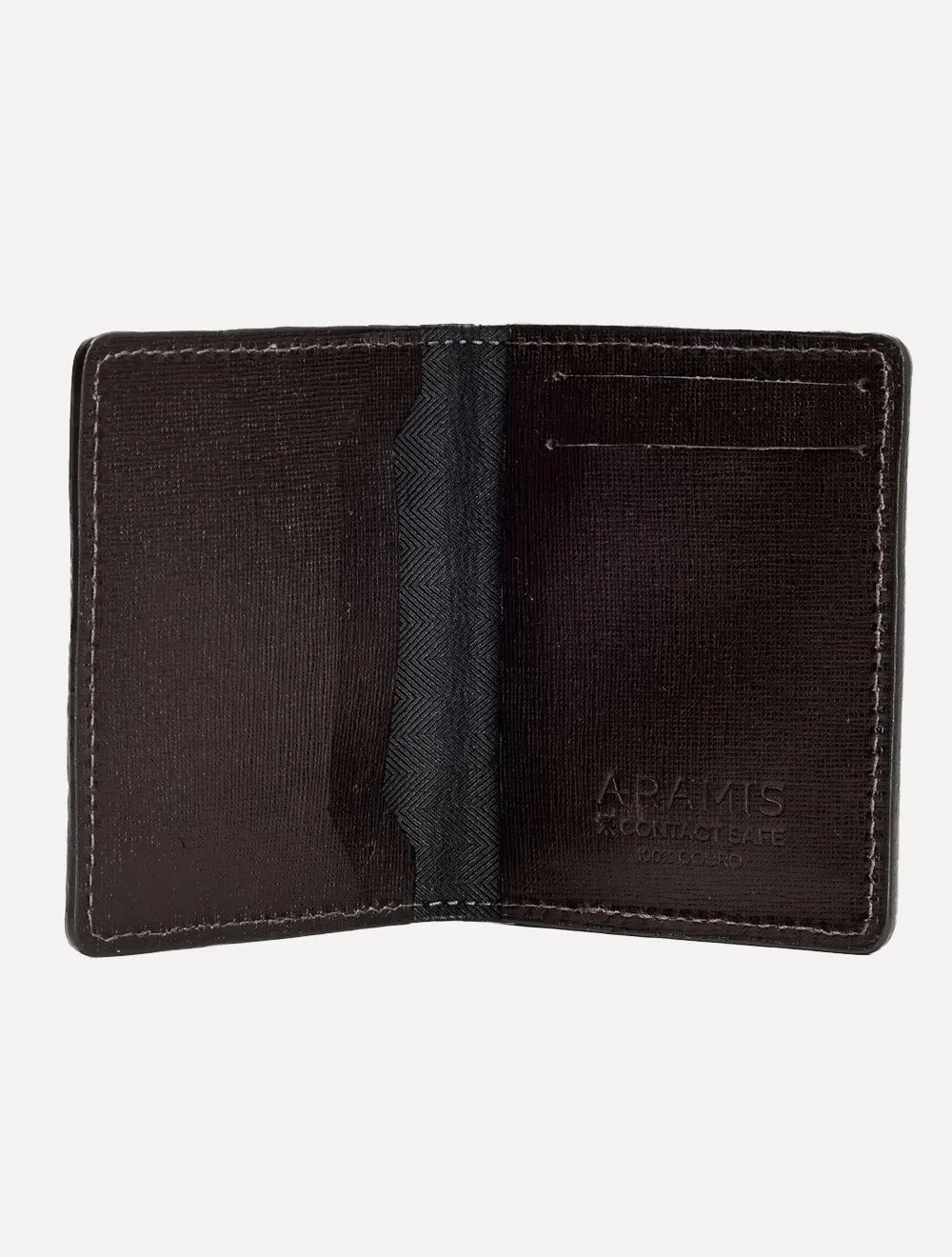 Carteira Aramis Masculina Couro Saffiano Vertical Marrom Café