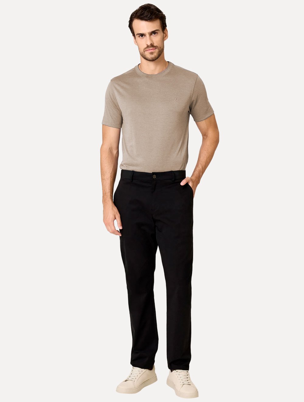 Camiseta Dudalina Masculina Regular Binada Friso Cáqui