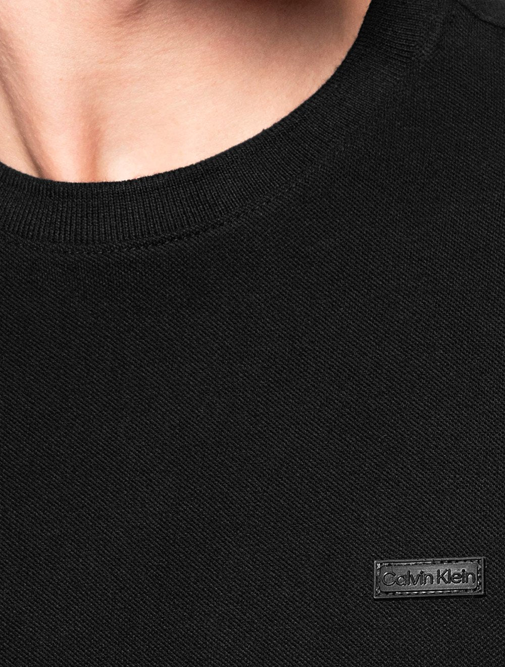Camiseta Calvin Klein Masculina Piquet Rubber Patch Mono Logo Preta