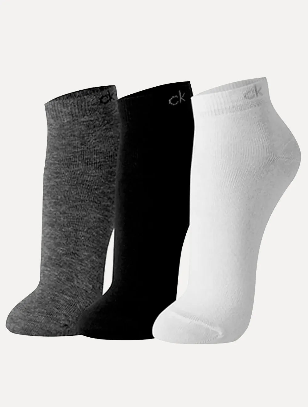 Meia Calvin Klein Cano Curto CK Preta Branca e Cinza Kit 3 Pares