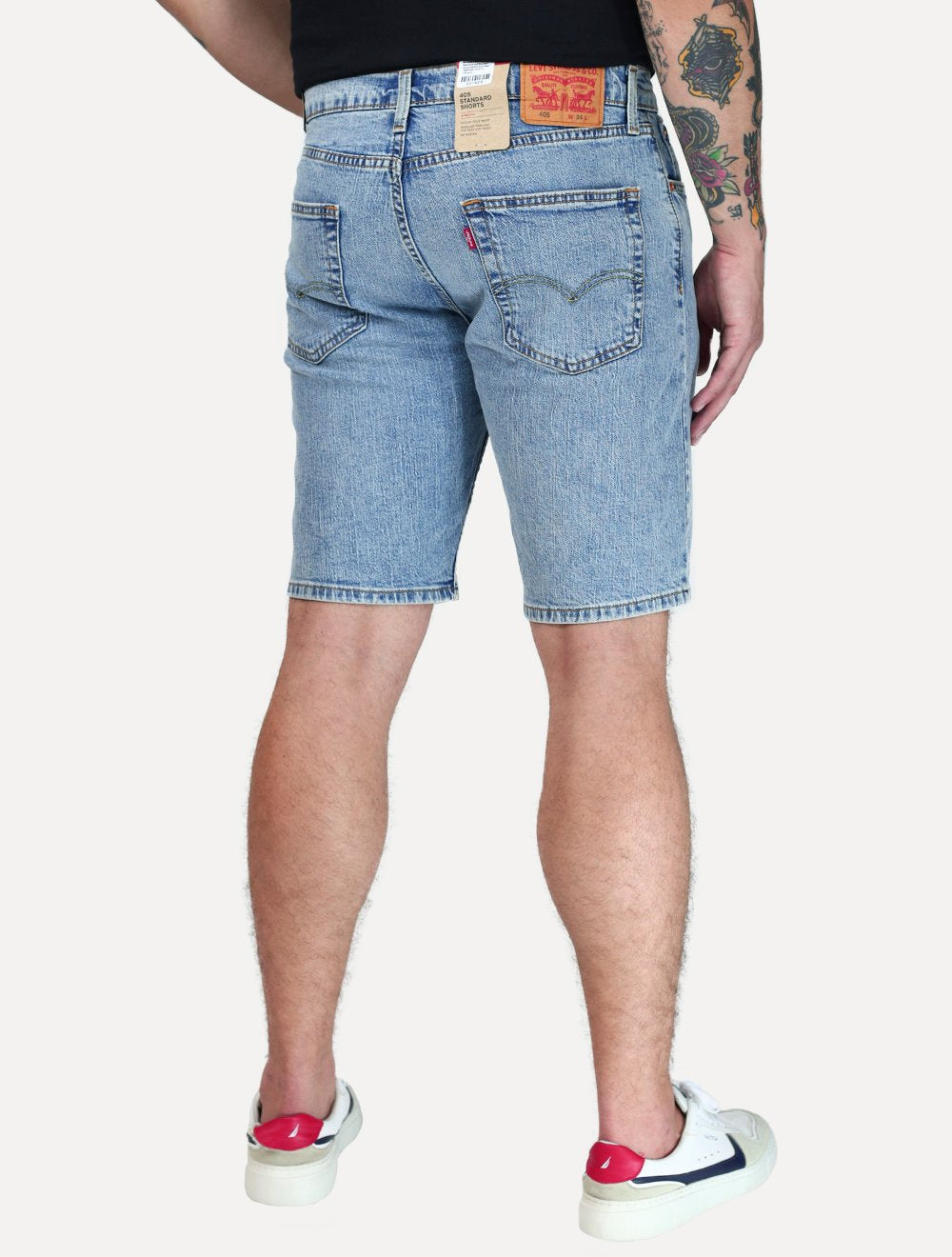 Bermuda Levis Jeans Masculina 405 Standard Shorts Stretch Azul Claro