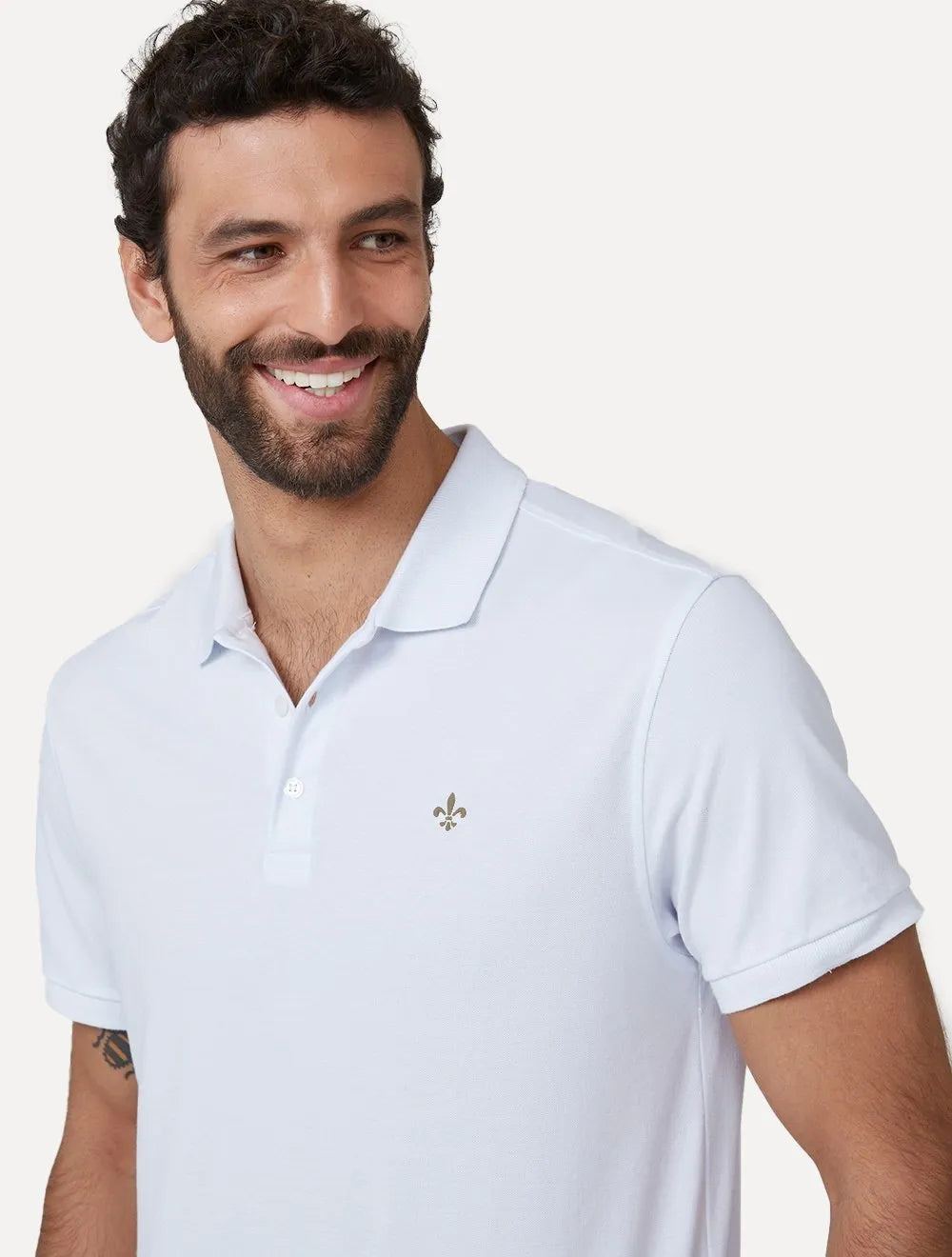 Polo Dudalina Masculina Essentials Extra Cotton Brown Branca
