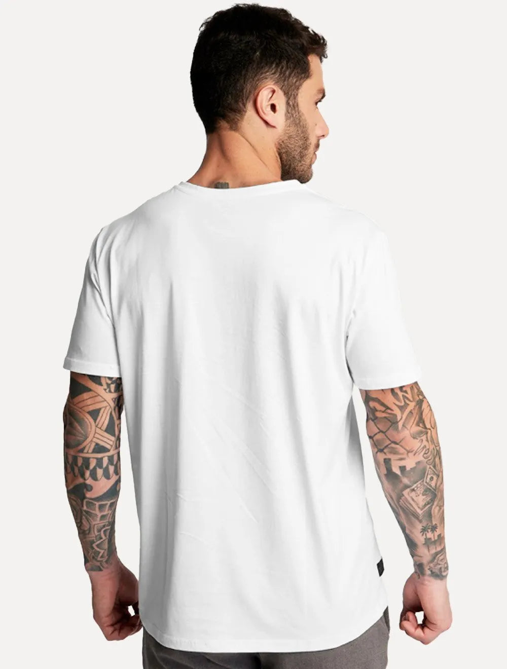 Camiseta King & Joe Masculina Botão Pima Touch Henley Branca