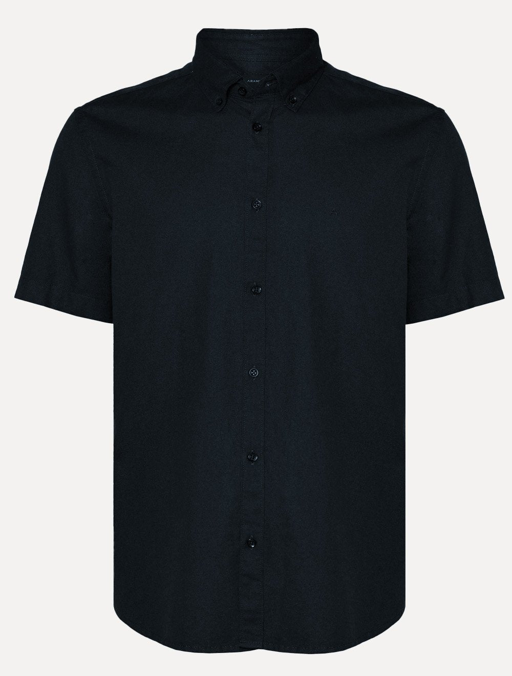 Camisa Aramis Masculina Manga Curta Slim Oxford Planalto Azul Escuro