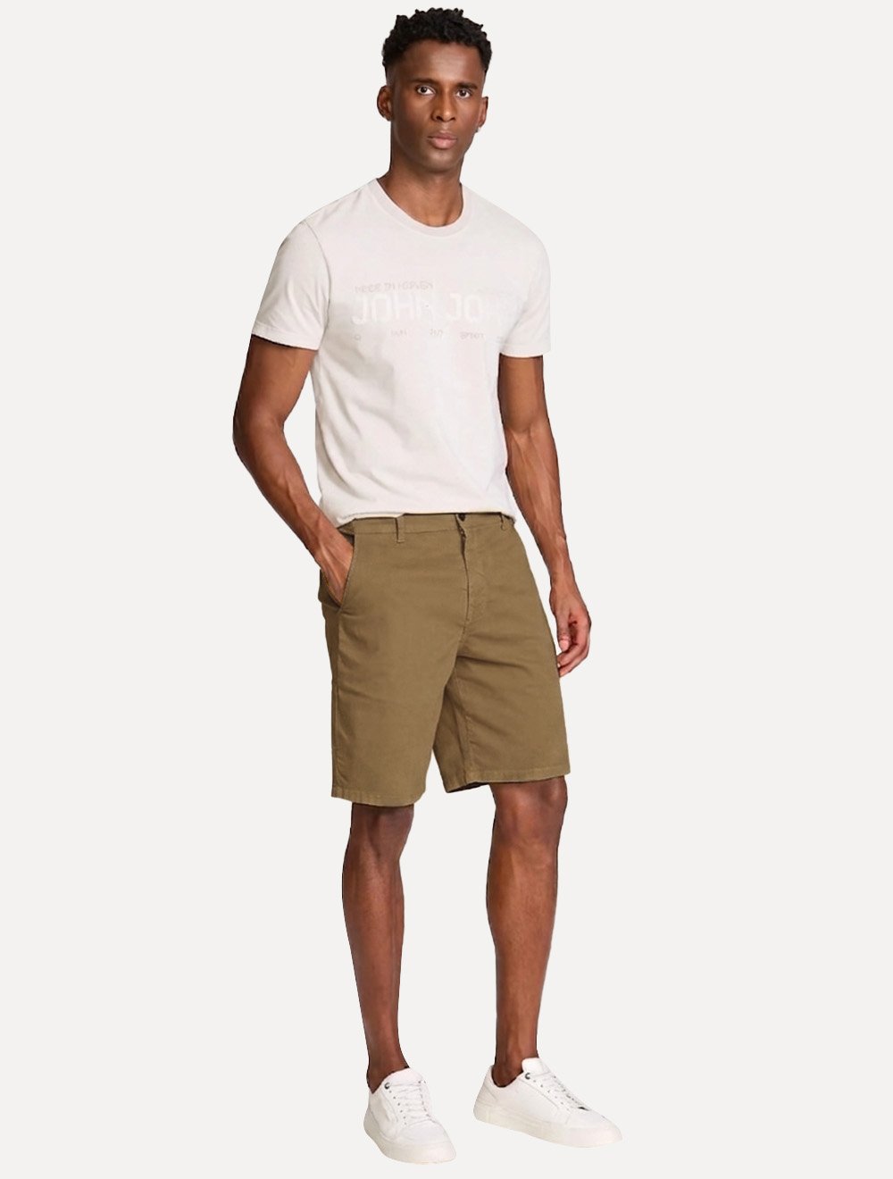 Bermuda John John Masculina Chino Portland Cáqui Escuro