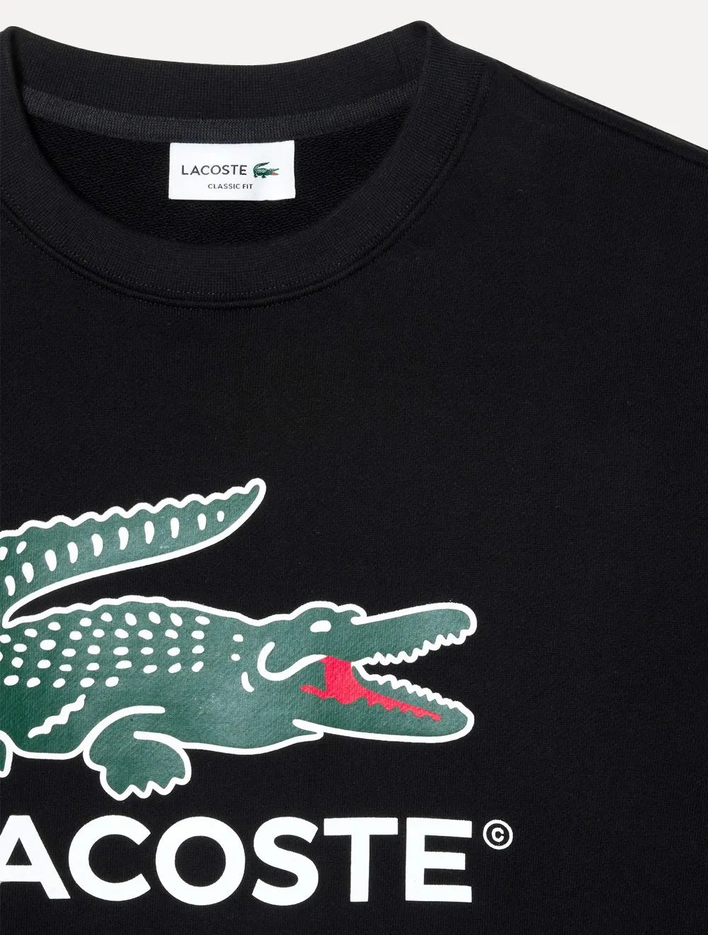 Moletom Lacoste Masculino Crewneck Classic Fit Cotton Fleece Logo Preto