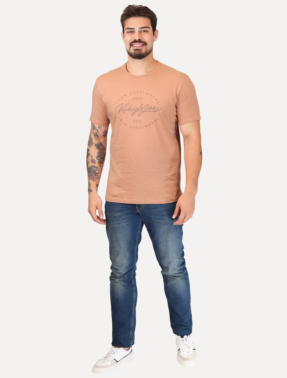 Camiseta King & Joe Masculina Signature Circle Estd 2013 Salmão