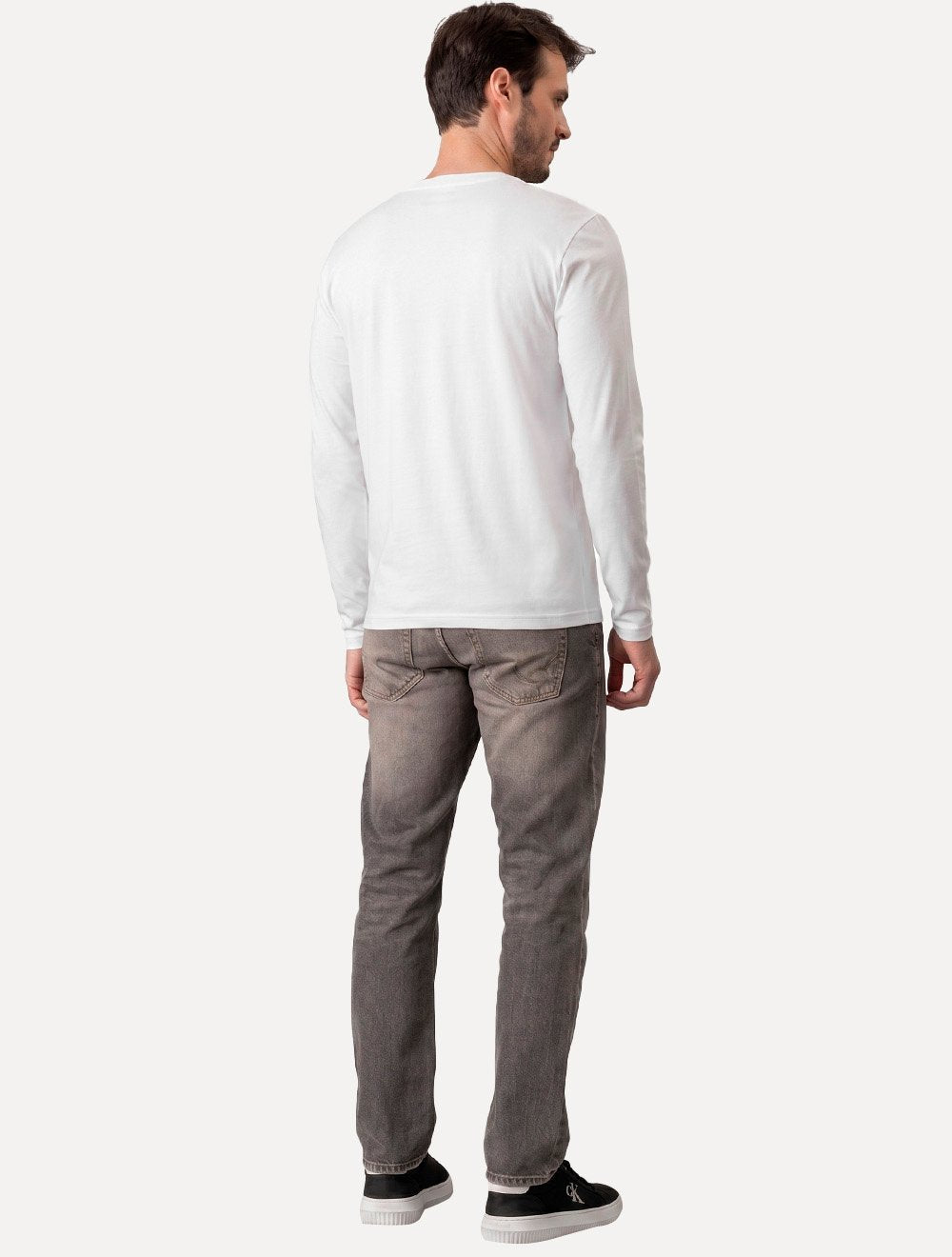 Camiseta Calvin Klein Masculina Meia Malha CK Signature Branca