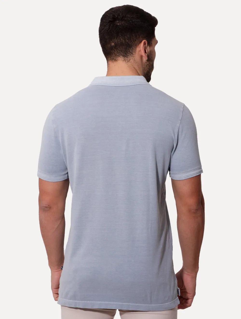 Polo Nautica Masculina Piquet Laundry Stoned Azul Médio