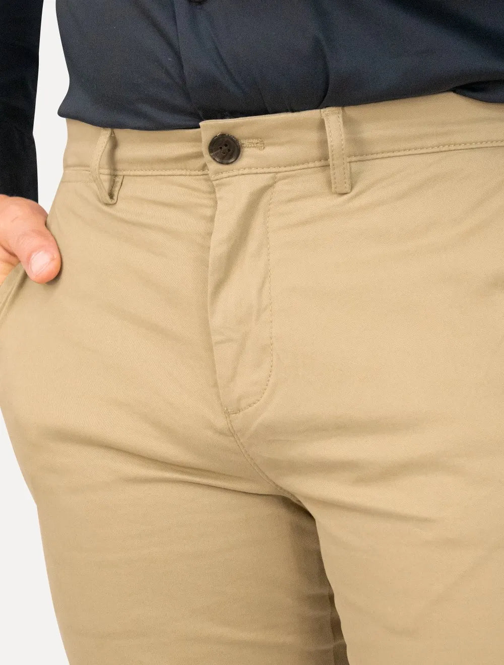 Calça Tommy Hilfiger Masculina Custom Fit THFlex Chino Stretch Cáqui