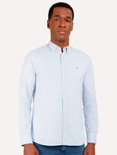 Camisa Aramis Masculina Slim Oxford Button Down Azul Mescla