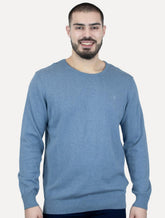 Suéter Dudalina Masculino Tricot Crewneck Melange Cotton Azul Médio