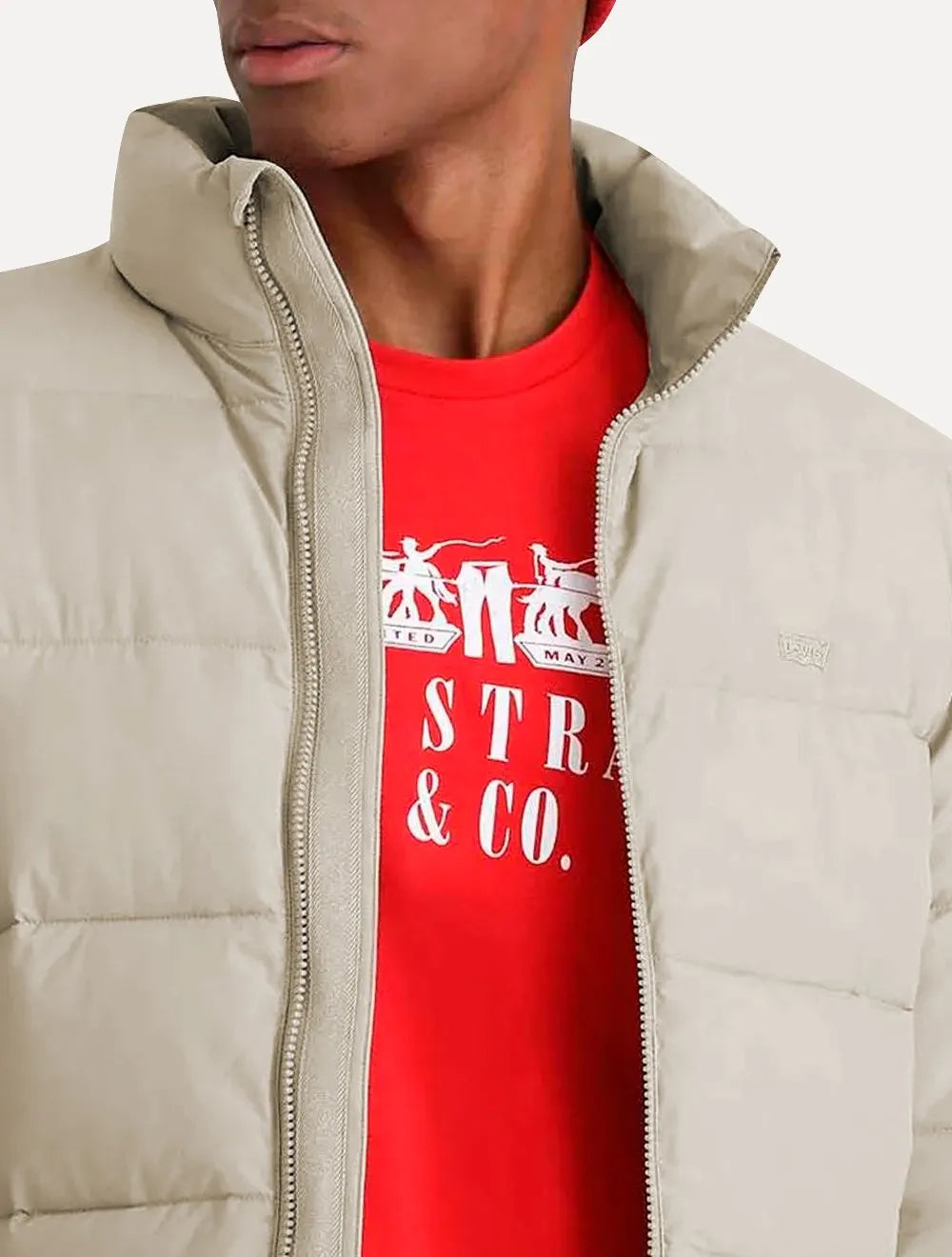 Jaqueta Levis Masculina Puffer Packable Quilted Off-White
