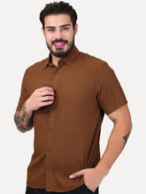 Camisa King & Joe Casual Linen Blend Marrom