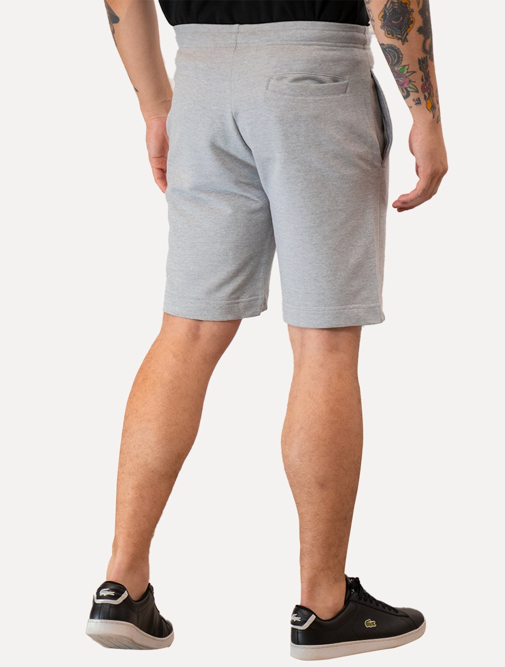 Bermuda Lacoste Masculina Moletom Basica Lisa Cinza Mescla
