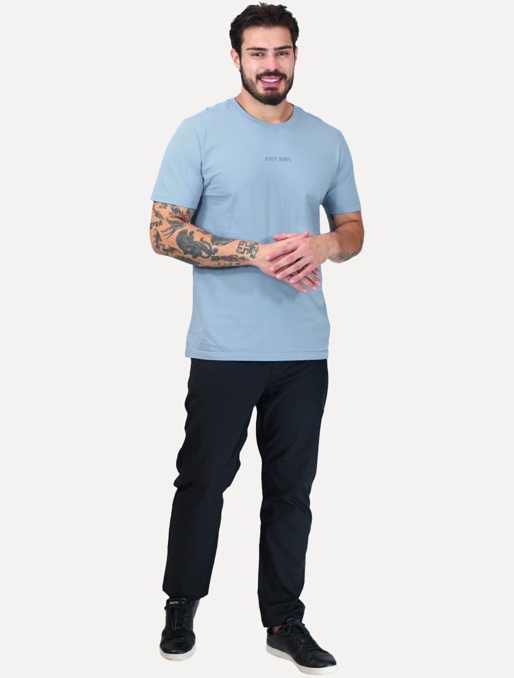 Camiseta John John Masculina Regular Clean Graphic Azul Claro