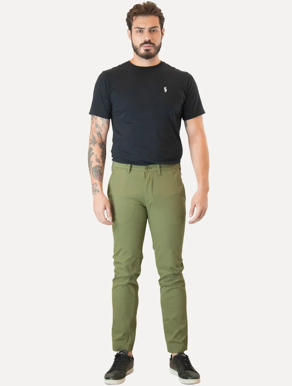 Calça Lacoste Masculina Sarja Chino Slim Fit New Classic Verde Militar
