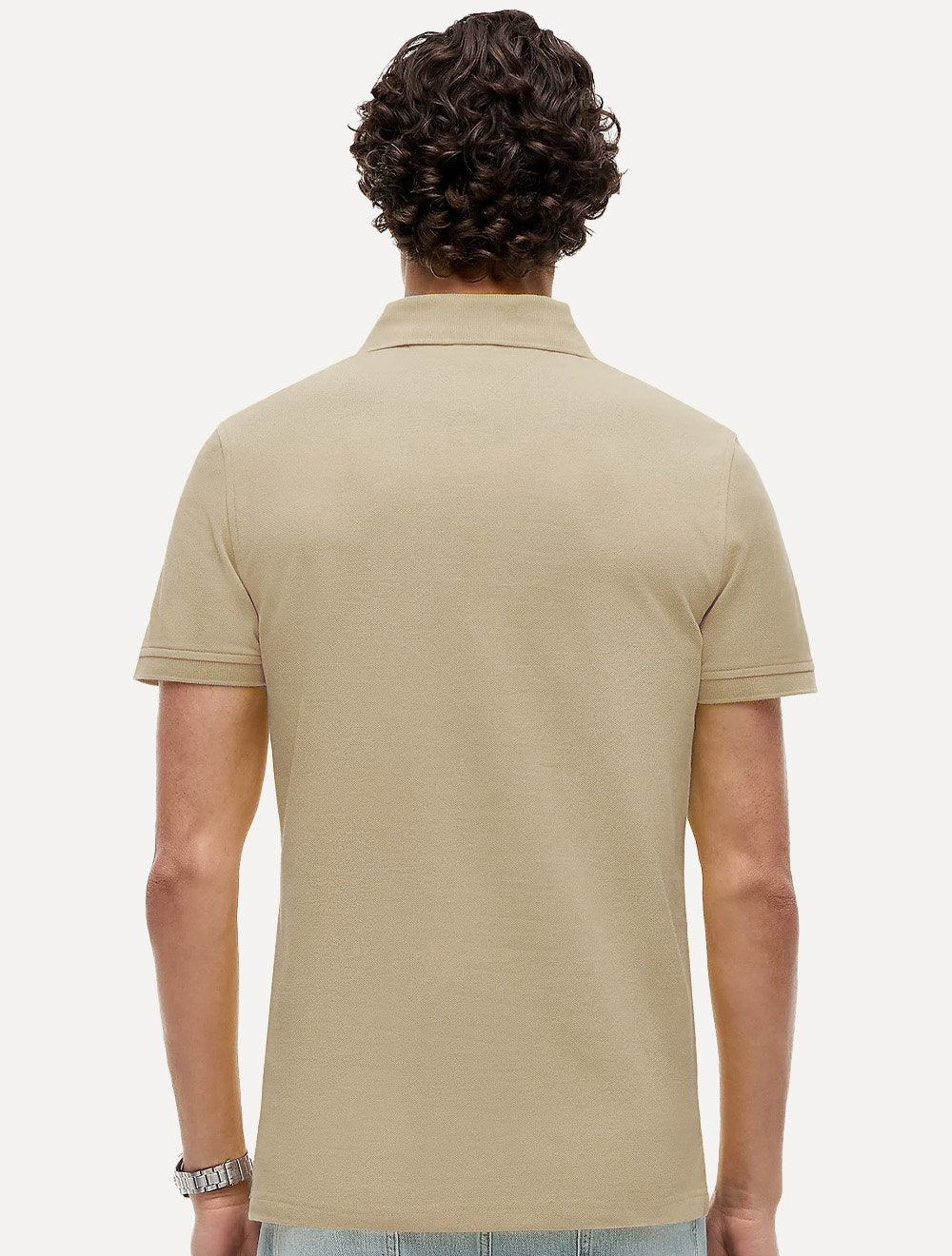 Polo Tommy Hilfiger Masculina Slim Piquet 1985 Cáqui Claro