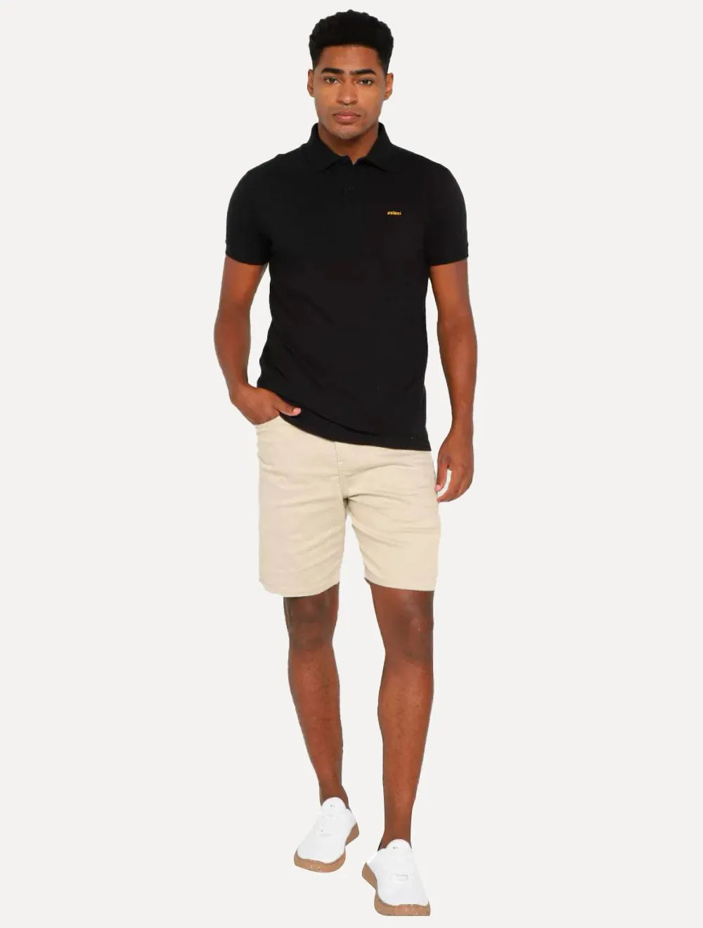 Polo Colcci Masculina Piquet Orange Logo Preta