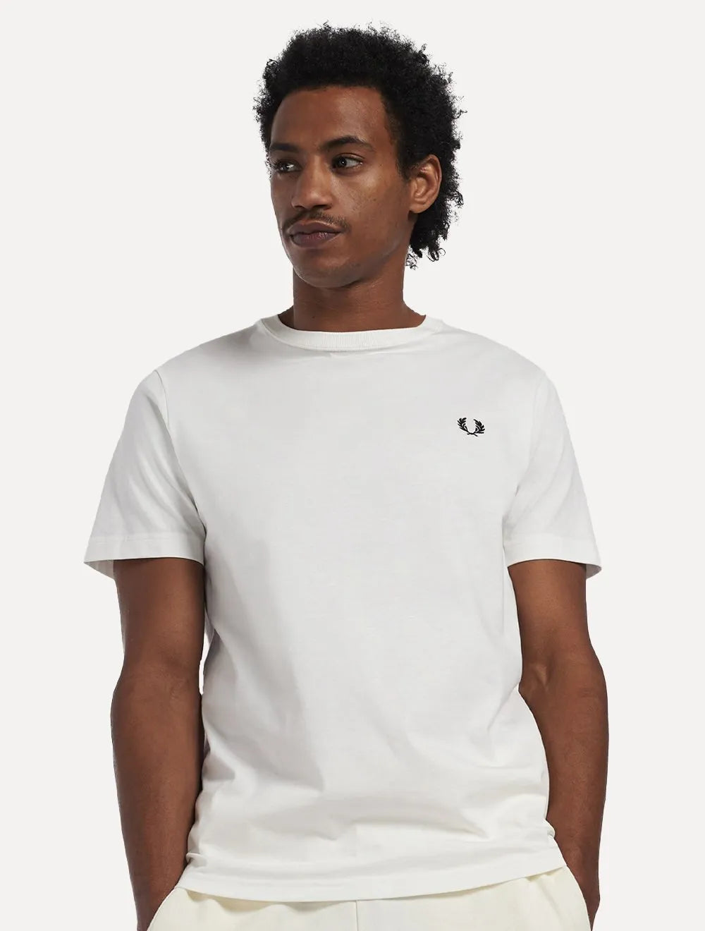 Camiseta Fred Perry Masculina Regular Crewneck Logo Branca