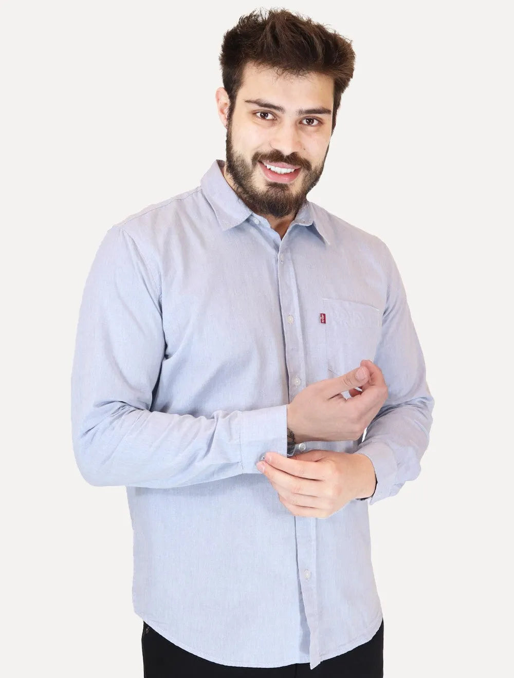 Camisa Levis Masculina Standard One Pocket Azul Claro Mescla