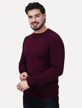 Suéter Dixen Masculina Tricot Manga Longa Raglan Gola Careca Bordô